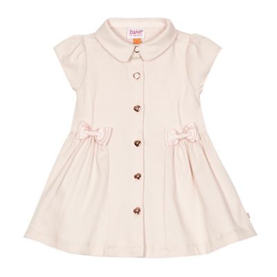 Baby girls' light pink textured shirt dress